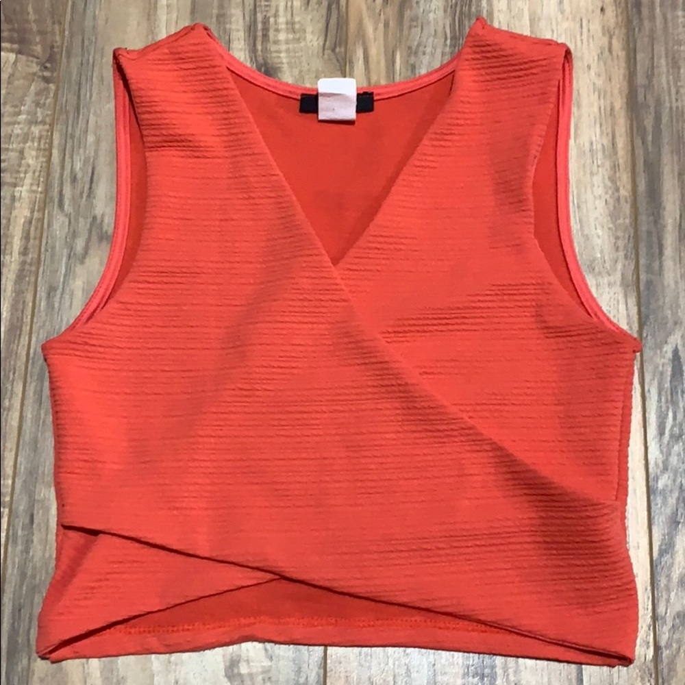 Coral twist crop top